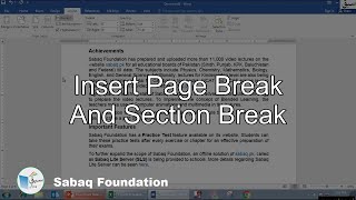 Insert Page Break And Section Break