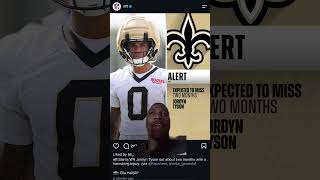 Saints WR Jordyn Tyson out 2 months with hamstring injury