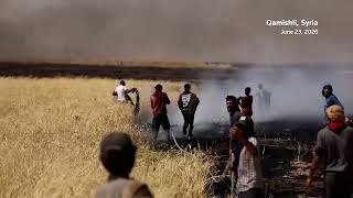 YouTube video thumbnail: Syrians Rush to Battle Wildfires Sweeping Through Wheat Fields 