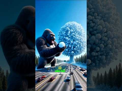 The poor monkey's snow tree was uprooted by the naughty child ๐ฑ๐ญ #shorts #usa #ai