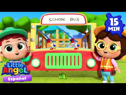 baby drives - canción wheels on the bus | Canciones Infantiles 🎵 | Little Angel y sus amigos