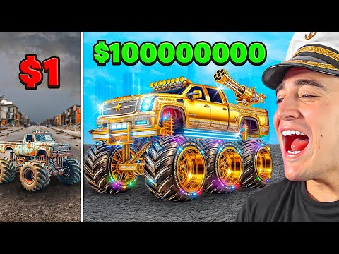 🟠MONSTER TRUCK de $1 vs $100.000.000 en GTA 5 !! 🚙🔥