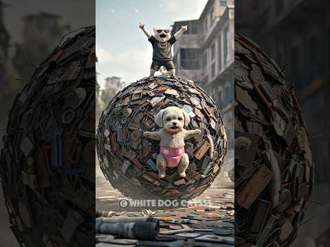 🥎🐱 The Cat's Giant Rolling Ball Kidnapped the Puppy,The Father Dog's Revenge
