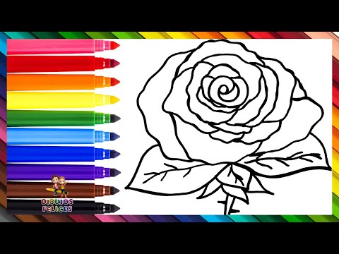 Dibuja y Colorea Una Linda Rosa 🌹🌈 Dibujos Para Niños