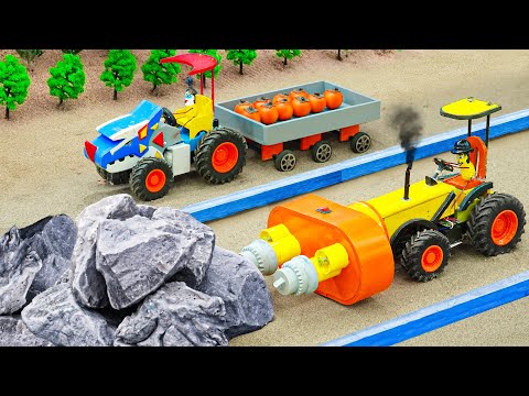 Diy tractor mini Drilling Machine Broken Moutain | diy Tractor Transporting Fruits | HP Mini