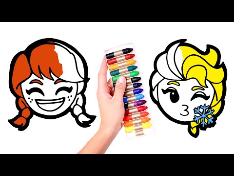 Dibujos de FROZEN ❄️ Colorea a ELSA y ANNA en el Día del Emoji 💙🩷
