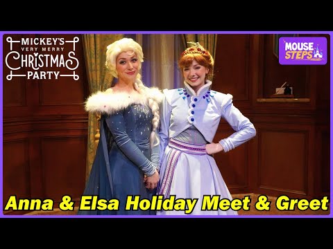 We Meet Anna & Elsa in New Holiday Outfits During Mickey's Very Merry Christmas Party 2024 - Frozen