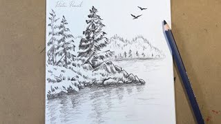 How to Draw Landscape Scenery Step by Step | Pencil Drawing