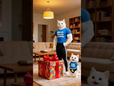 القط مشموش حصل على هدية جديدة… وشوفوا إيه اللي حصل بعدين! 🐾🎁😂 #shorts #cat #ai #viral