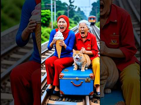 Animasi Riska Vlog Liburan Nenek Kucing OrenLucu Naik Kereta Api Tut tut, Sedih Ketinggalan Kereta