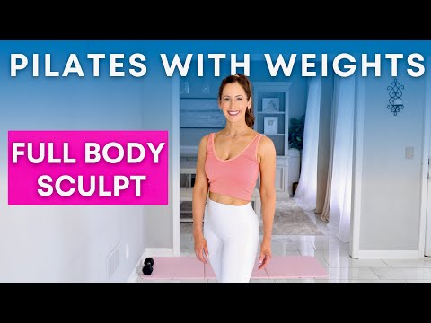 35 min Full Body Pilates with Weights Workout for Sculpt + Strength