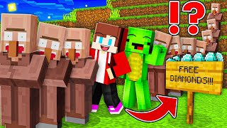 Mikey and JJ Got Stuck in a Long Villager Queue in Minecraft Challenge - in Minecraft Maizen !
