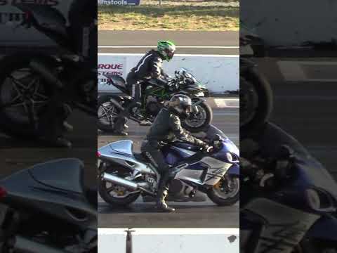 H2 Kawasaki vs Hayabusa - superbikes drag racing