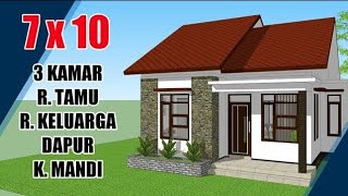 DESAIN RUMAH MINIMALIS 7X10 METER 3 KAMAR TERNYATA BISA SELUAS INI !!!