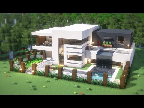 Minecraft: How To Build a Modern House Tutorial(#39) | 마인크래프트 건축, 모던하우스, 인테리어