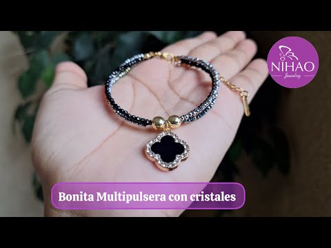 Como hacer esta Hermosa Multipulsera con cristales || @nihaojewelry_us