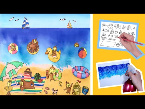 How to Color and Decorate a Summer Vacation | Coloring...