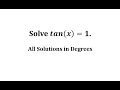 Understanding Tangent Function Solutions