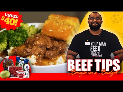 Feed the Whole Family for Under $40! - Beef Tips, Garlic Mashed Potatoes & Honey Cornbread