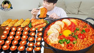 ASMR MUKBANG 직접 만든 순두부 열라면 김밥 김치 튀김만두 먹방! RAMYEON & KIMBAP MUKBANG EATING SOUND!