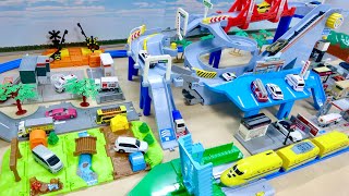 プラレール新幹線☆トミカタウン キャンプ場と2WAYにぎやか高速どうろのコース! はたらくくるまのミニカーといっしょに遊ぶよ