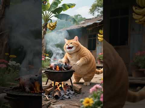 Orange Cat’s Heroic Rescue Turns Into Roasted Suckling Pig Feast?! #animals #funny #cartoon  #cat