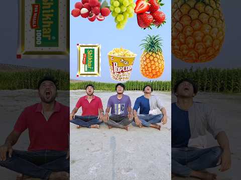 Icecream, lolipop, fruits, popcorn vs Fish, chilli, Shekhar eating game for three brothers 😲😂