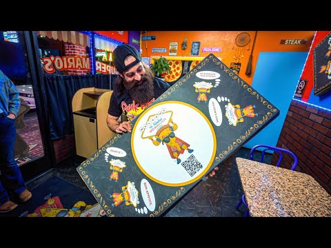 I TRIED TO EAT THE BIGGEST PIZZA IN LAS VEGAS...SUPER MARIO'S 45" PIZZA CHALLENGE! | BeardMeatsFood