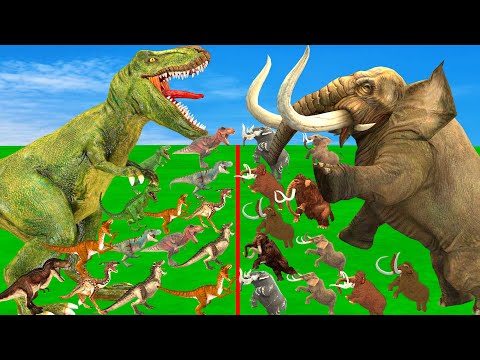 Woolly Mammoth Vs T-Rex Prehistoric Mammals Vs Largest Dinosaurs Size Comparison Animals Epic Battle