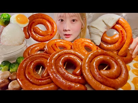 ASMR Sausage Coils【Mukbang/ Eating Sounds】【English subtitles】