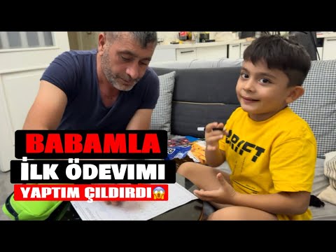 BABAMLA İLK ÖDEVİMİ YAPTIM!!(ÇILDIRDI)