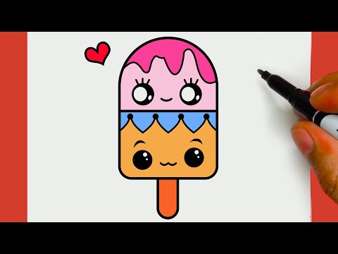 CÓMO DIBUJAR UN LINDO HELADO DE PALETA, PASSO A PASSO,  JACK Dibujos