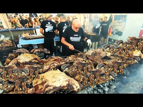 Street Food from Uruguay. Tons of Grilled Meat. 'Feria de los Pueblos'