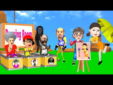 Scary Teacher 3D vs Squid Game 2 Draw Charming Picture for Doll Squid Game 5 Time Challenge