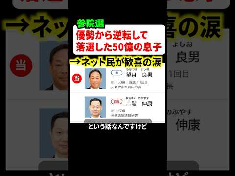 ㊗️160万再生!!二階伸康さんがまさかの落選…‼︎優勢からの逆転負けにネット民は大歓喜‼︎