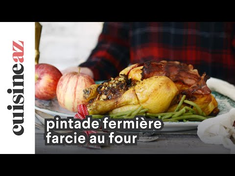 Pintade fermière farcie au four