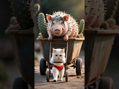 Can This Kitten Handle a Pig Full of Prickles... and Then Water?🌵🐷