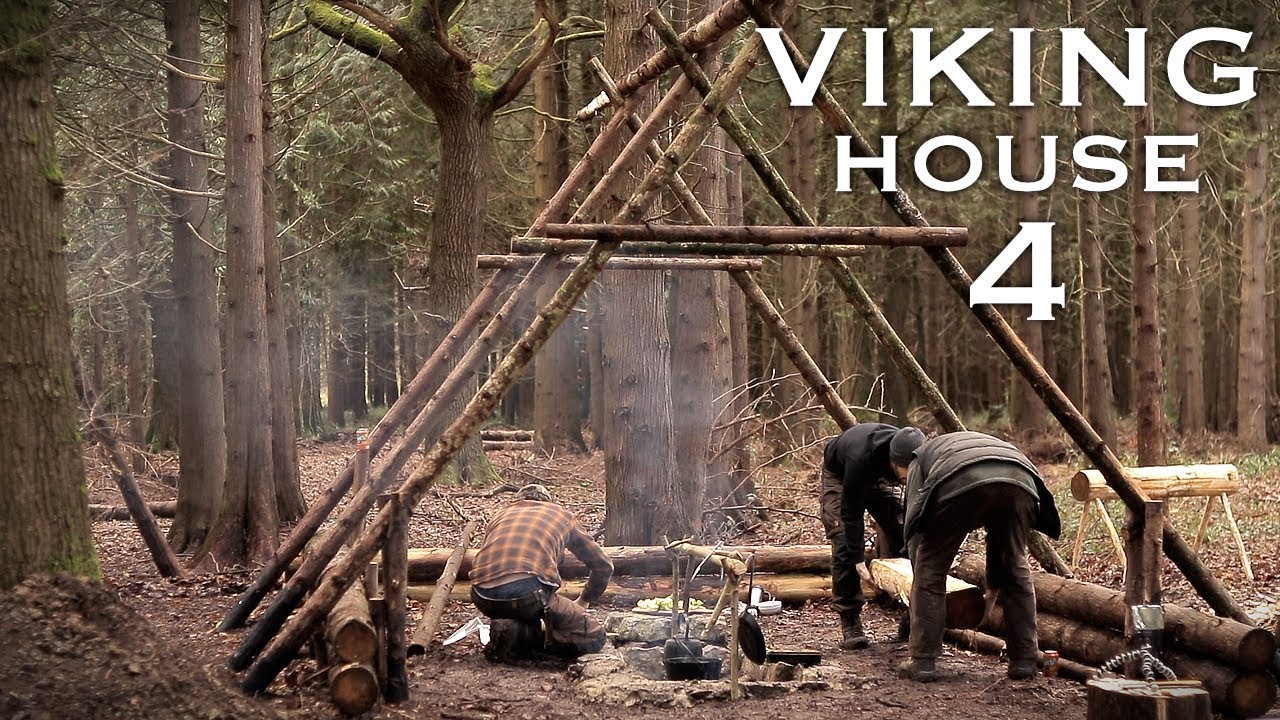 Building a Viking House with Hand Tools: Axe, Hammer, Auger, Bushcraft Project (PART 4)
