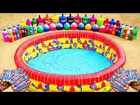 Water Slide Experiment: Big Pool vs Giant Coca Cola, Fanta, Sprite vs Mentos Big Toothpaste Eruption