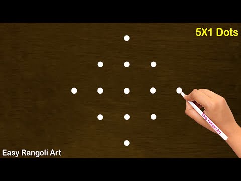 Easy Daily Muggulu with 5*1 dots | Small Rangoli Designs | Simple 5X1 dots Kolam | Easy Rangoli Art