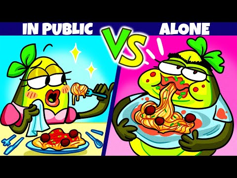 Girls in PUBLIC vs Girls ALONE 🍔💄 How Girls REALLY Get Ready for a DATE! 💖 | Avocado Couple