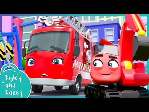 Fire Fighter Ashley To The Rescue | Digley & Dazey | Kids Road Trip! | Kids Songs and Stories