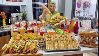 تهناي من وقفة كل نهار💪 سندويشات أسبوع كامل عشاء غداء سهل سريع حشوات اقتصادية💰 كمية كبيرة عصير كلاص