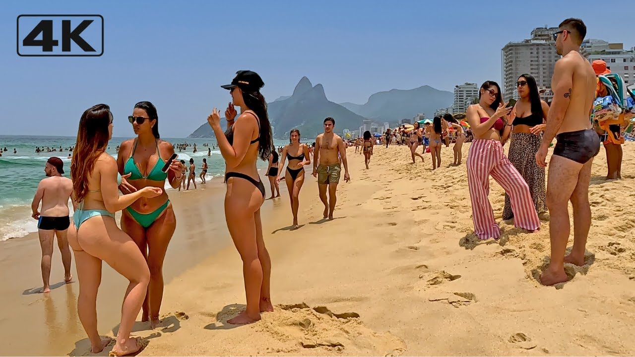 🇧🇷 4K The hottest day of the year 59 °C in Rio | Beach walk Brazil