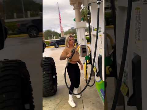 SHE JUST PUT GAS IN MY DIESEL TRUCK…. WTF! 😅😵😳 #liftedtrucks #diesel #shorts