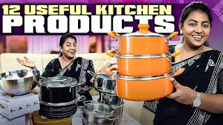 12 Useful Kitchen Products | Raakhesh First Day College Experience | Karthikha Channel Happy Vlog