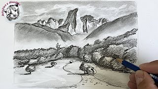 Como Dibujar un Paisaje Realista con Lapiz muy Facil y Paso a Paso
