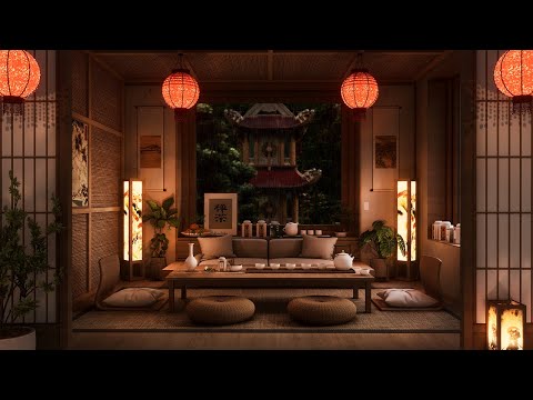 Japanese Tea Room Ambience 🍵🌿 Cozy Rain Sounds for Deep Relaxation in Traditional Japanese Tea House