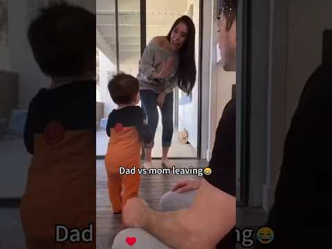 Dad vs mom leaving 🥰#funny #cute #baby #babyshorts #babyvideos #dad #mom #funnyvideo #love #family