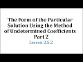 Understanding Particular Solutions in Differential Equations